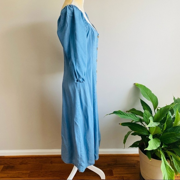 Zara off the shoulder chambray Lyocell dress - Picture 6 of 10